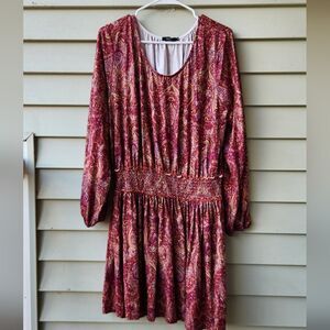 Reborn long sleeves paisley mini dress